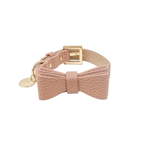 e.x.p.japon 2WAYリボンカラー S ダスティピンク 名入れ刻印可 チャーム 収納袋付き フェイクレザー 超小型犬用 小型犬用 ex-pet2rcdpks