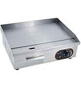 MOOTACO Professionele elektrische grillplaat, roestvrij staal, glad, grillbescherming, 3000 W, bescherming...