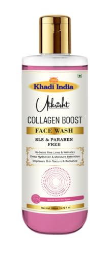 Image of Khadi Collagen Face Wash Cleanser 200ml | Hyaluronic Extract & Vitamin C | For Fine Lines, Wrinkles, & Skin Dullness | For Glowing Skin | SLS & Paraben Free | All Skin Types | Men & Women