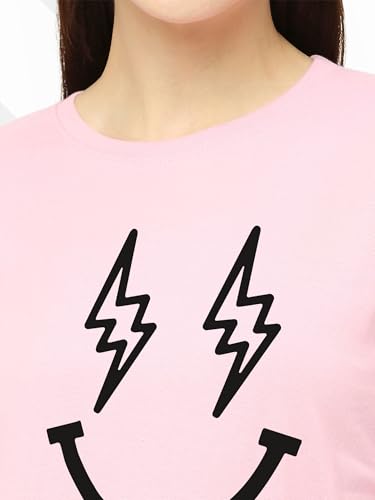 Image of STATUS MANTRA Women's Cotton Round Neck Regular Fit Sweatshirt | Full Sleeves and Smile Printed | Comfort Colour T-Shirt | Available in Multicolor & Size Small to 2XL