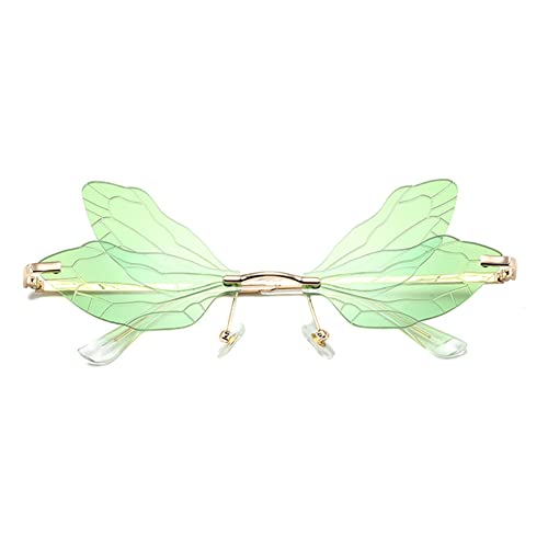 Image of Dragonfly Rimless Sunglasses Wing Shaped Butterfly Fairy Shades Glasses Fashion Party Sunglasses for Women Men
