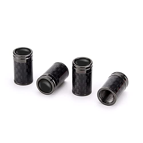 Idoood Black Carbon Fiber Pattern Car Tire Valve Stem Caps - 8V1 Copper Alloy Car Valve Stem Air Caps - Universal Accessories For Car/Truck/Suvs/Motorcycle/Bicycle Wheels - Waterproof/Dustproof - 4Pcs #TOP2