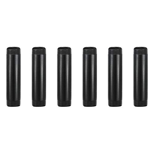 GeilSpace 6 Pack 3/4" × 4" Pre-Cut Black Metal Pipe, Industrial Steel Fits Standard Three Quarters Inch Threaded Pipes and Fittings - Vintage DIY Industrial Shelving (3/4" × 4", Black)