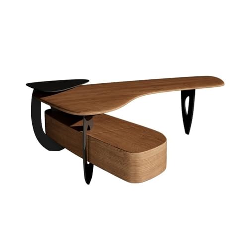LUYOUBOZHU Modern Ash Wood Executive Office Desk, Large Corner Writing Table Workstation with Side Cabinet(Large)