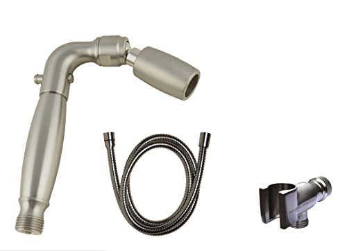 High Sierra's Solid Metal Handheld Shower Head Kit. Includes Handheld Shower Head, Trickle Valve, 72-Inch Hose With Silicone Inner Tube, And Holder. Low Flow 1.8 Gpm. Stunning Brushed Nickel Finish #TOP23