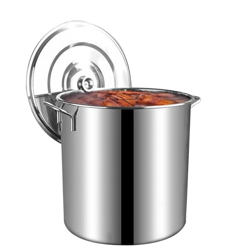 Stainless Steel Soup Pot with Lid - Large Commercial Cookware for Cooking