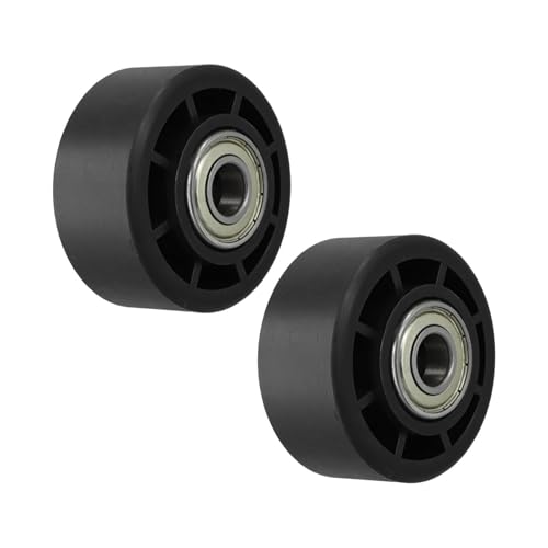 EasyByMall Lot de 2 roues de roulement pour tapis de course, rouleau en nylon haute résistance de rechange pour vélos d'appartement et équipements de fitness, 74 mm de diamètre, noir