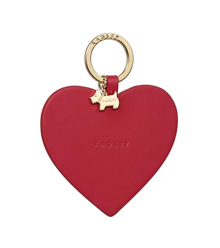 Image of Radley London Womens Ladies Girls Leather Keyring Bag Charm Large My Radley Heart in Lava Red