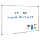 WALGLASS Large White Board, 72' x 40' Double-Sided Dry Erase Board Magnetic Whiteboard for Wall, Hanging Mounted Whiteboard Silver Aluminium Frame for Home, School, Office