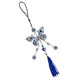 PAMINGONO Adorno Colgante de Ojo Malvado Azul Forma Turca, 1 Pieza, Decoración para Pared, Ventana o Retrovisor, Accesorio Decorativo Detalle de Cristal y Borla, Adecuado para Hogar