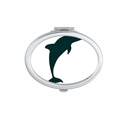 Miroir de poche dauphin bleu ocean ovale compact portatif pour retouches