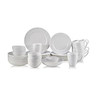 Mikasa Annabelle Bone China 40-Piece Dinnerware Set, Service for 8, Lightweight and Chip-Resistant White Porcelain with Elegant Design