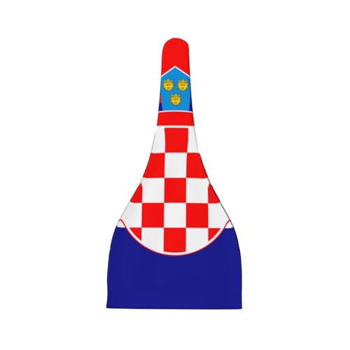 Newborn Baby Hat, Republic of Croatia Flag Print Soft Top Knot Beanie Cap, Cute Baby Headwear for 0-6 Months Black2