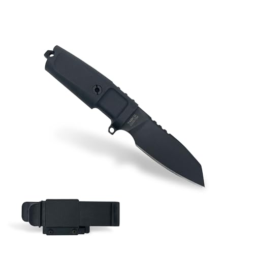 Extrema Ratio - Task C (Black) Fixed Blade Knife, Böhler N690 Steel Blade Hardened to 58 HRC, Burnished Finish, Full-Tang Design, Ergonomic Forprene Handle, Compact and Versatile, Precision Handcrafted in Italy, Reliable Outdoor Knife
