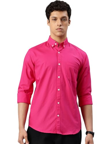 Image of Majestic Man Men's Solid Pure Cotton Casual Shirt - Slim Fit | Full Sleeves | Soft & Breathable Fabric