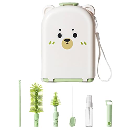 Kit de BPA sin Viajes de BPA - Conjunto de cepillos multifunción para Botellas, pajas y pajitas - Materiales Seguros y duraderos - Diseño Compacto con Estuche de Almacenamiento