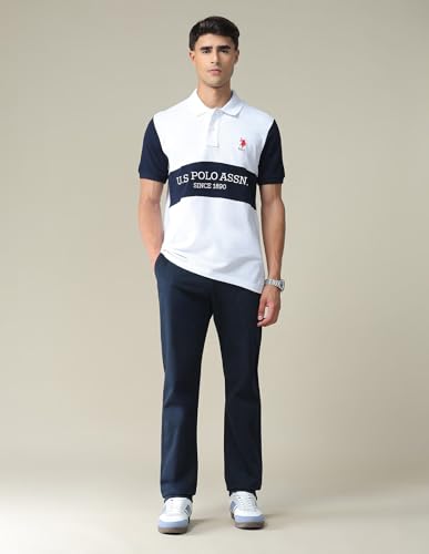 Image of U.S. POLO ASSN. Solid Slim Fit Polo T Shirts for Men - 100% Cotton, Half Sleeves Mens Tshirt