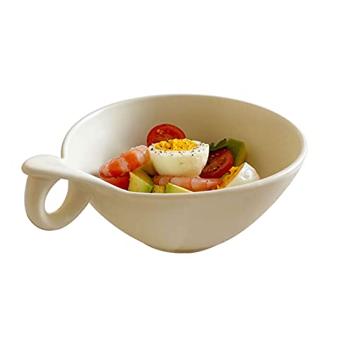 Ciotola for cereali, scodella for zuppa, scodella for il tè, grande tazza for zuppa di farina d'avena da colazione con manico, ciotola for zuppa in ceramica da 570 ml, zuppa di zucca e insalata. Lavas