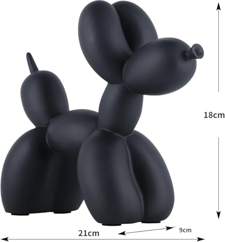樹脂素材、かわいいバルーン犬、つや消し彫刻ソフトデコレーション、リビングルーム、テレビキャビネットの装飾 (ブラック) [2]