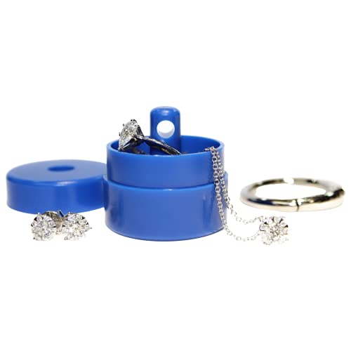 (Blue) Lion Latch Jewelry Tote Pill Box Keychain Container Jewelry Box Case Storage