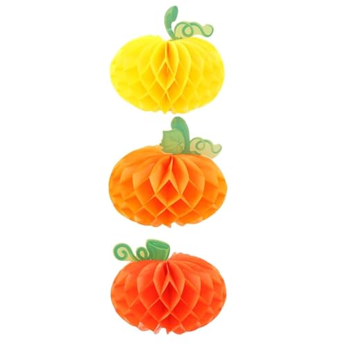 Panal De Calabaza,Bola De Panal Colgante,Panales De Fiesta De Halloween,Panal De Papel De Halloween,Bola De Panal De Decoración,Rojo,Amarillo,Naranja,3PC,Kiuiom