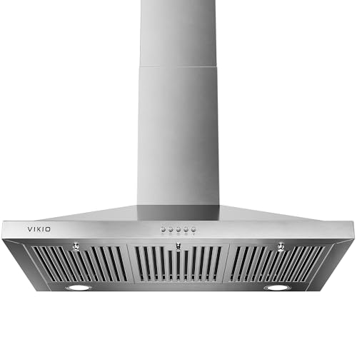 VIKIO HOME 36 inch Wall Mount Range Hood 600 CFM Ducted or Ductless