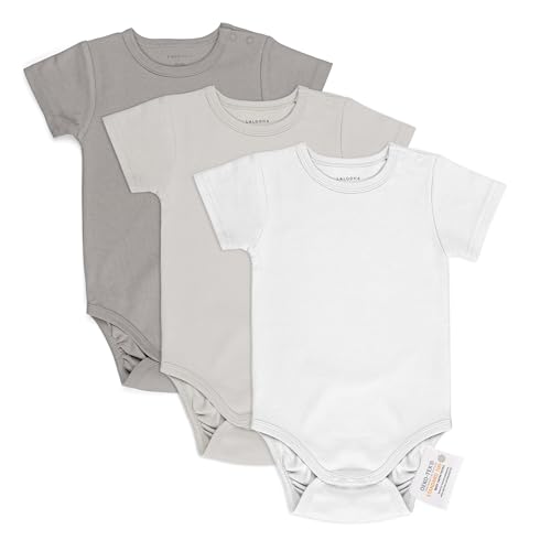 Laloona Pack Body Bebé Algodón 100% - 3 Ud. Bodies Manga Corta, Pack Recien Nacido con Certificado OekoTex 100, Ropa Verano Bodies Niña y Bodies Niño