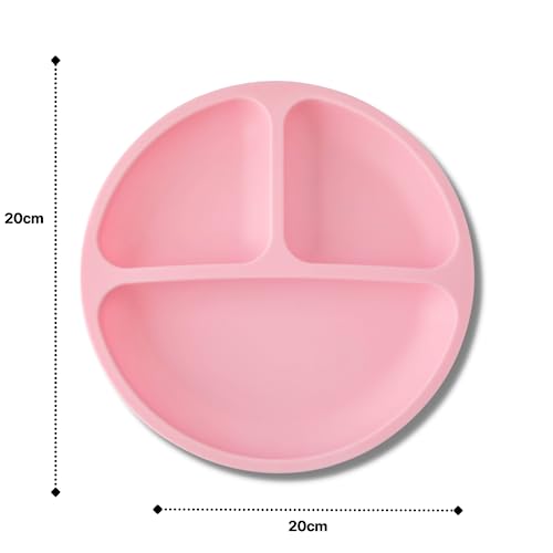 Prato Pratinho Em Silicone Com Ventosa 3 Divisórias Infantil Bebê Clink (Rosa)
