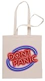 Hitchhikers Guide - Dont Panic Neon Sign Einkaufstasche Shopping Bag Beige