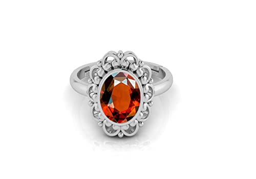 5.00 Carat Hessonite (Garnet) Classic Silver Ring For Wife3