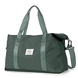 Große Sporttasche für Damen, Sporttasche, Nassaufbewahrung, für Sport, Reisen, Schwimmen, Yoga, Wandern, Camping, geeignet für Wochenenden und Geschäftsreisen, V-Grün