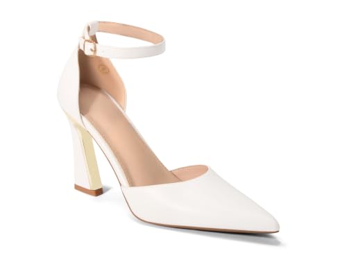 Image of Womens Pumps Point Closed Toe High Heels Ankle Strap Heeled Sandals | Adjustable Buckle Strap, Wedding, Party, Comfortable, Dress Shoes, Business Casual