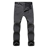 [フレイリビ] アウトドアパンツ 登山 パンツ 厚手 秋 冬 防寒 裏起毛 吸汗速乾 ソフトシェルパンツ 無地 (L, グレー)