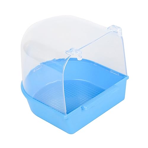 Hemoton 1Pc Caged Bird Bath for Small Birds Light Blue Multi Functional Bathing Cage for Canaries Parrots and Budgies Bird Bath for Cage Encourages Feather Maintenance