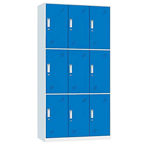 Buy Racking Solutions 9 Door Metal Storage Lockers, Blue & Grey Steel