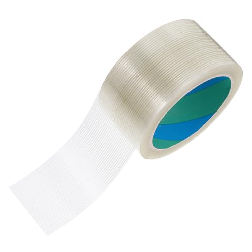 Beaupretty Heavy Duty Fiberglass Filament Strapping Tape Transparent Reinforced Mesh Construction Tape with Strong Adhesive for Industrial Sealing Bundling Shipping and Packaging