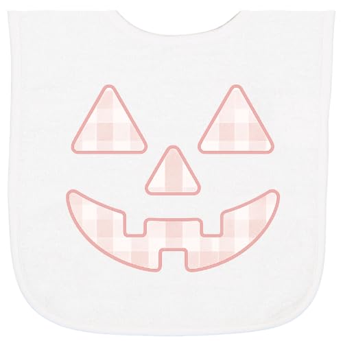 inktastic Plaid Pastel Pink Pumpkin Face Halloween Decor Baby Terry Cloth Bib