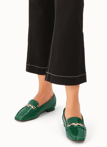 Image of Oh Mispares Womens Loafers Square Toe Low Heel Penny Loafers Fashion Comfortable Slip on Flats Casual Dressy Shoes for Women Work Office Patent Leather