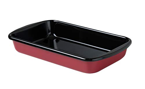 Riess, 0435-020, Casserole 36/21.5, Classic - Color RED, length 40 cm, width 23.5 cm, height 5.7 cm, enamel, red/black, frying pan, roaster, induction