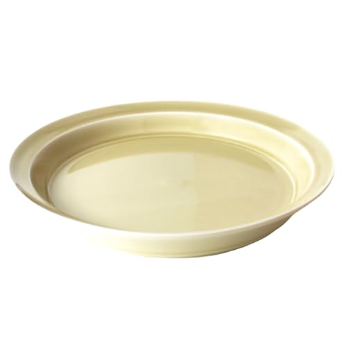 山加商店 日本製 美濃焼「 ODA POTTERY momotto(ももっと) 」 すくいやすい 縁のある フラットプレート ディナープレート 平皿 リム付き 約径21×深さ3cm Re20 13回国際陶磁器展 銀賞 重ねて収納 無地 イエロー 日本製 美