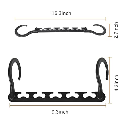 Space Saving Hangers, 8 Pack Black Heavy Duty Plastic Closet Hangers Space Saving, Hanger Organizer For Closet Organizers And Storage, Collapsible Magic Hangers Space Saver (Black) #TOP2