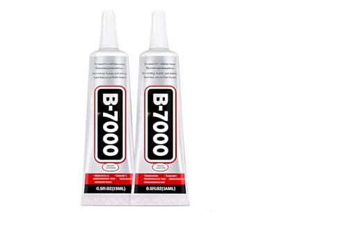 B-7000 Super Glue 2PCS Industrial Strength Adhesive Bedazzling Glue for Rhinestones Jewelry Fabric Phone Repair Crafts Clear Multipurpose B7000 Glue (2x15ml)