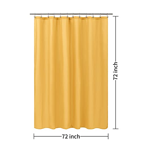 Image of ALYVIA SPRING Waterproof Fabric Shower Curtain or Liner Yellow, 72x72 | 3 Magnets, Soft Cloth & Hotel Quality, Machine Washable, Light-Weight, Standard Size