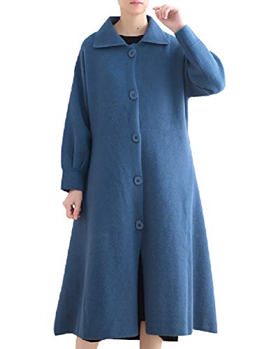 Youlee Damen Winter Herbst Eine Linie Einreiher Mäntel Wollmäntel Khaki Cover