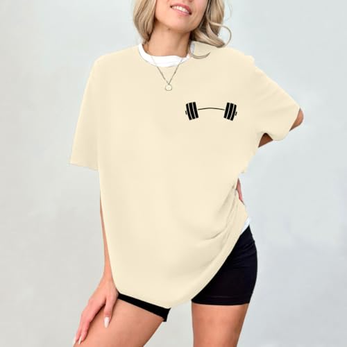 Funny Workout Shirts Women Oversized Gym Weightlifting Graphic Tshirt Everything Hurts and I'm Hungry Tee Tops