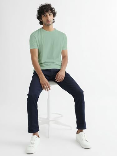 Image of Veirdo Regular Fit Half Sleeves Round Neck Solid Pure Cotton T-Shirt for Men (Available in White, Black, Swan White, Mustard, Maroon, Green, Lilac, Navy, Red Color)