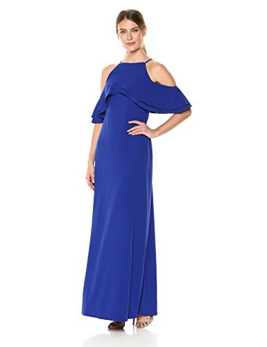 Marina womens cold shoulder ruffle gown Formal Dress
