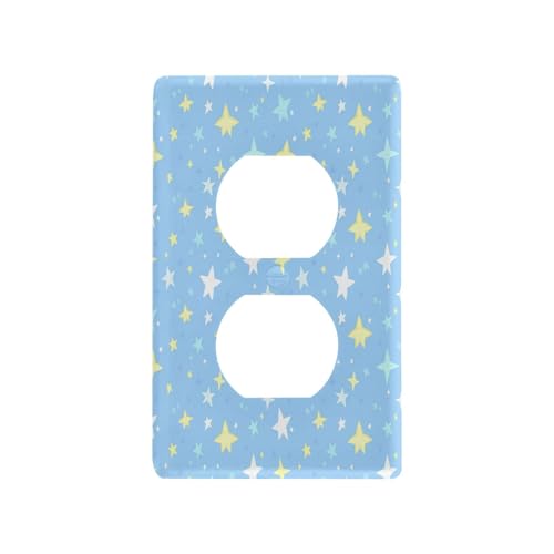 BOESI Doodle Colorful Stars Light Switch Cover Trim, Switch Panel Trim, Receptacle Cover, Double Receptacle Receptacle Cover, 4.53 * 2.76 inches