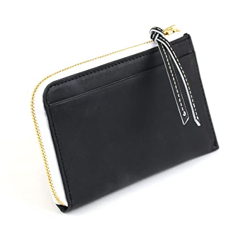 [カクメイ] ミニ財布 L字ファスナー フラグメントケース 極薄財布 イタリアンレザー 本革 財布 レディース BW 白黒 ブラック ホワイト 本革財布 レザー 吟スリ Italpel Tucson ヌメ革 革財布 薄い財布 薄型財布 スリム 短財布 ka0002 (WHITE)