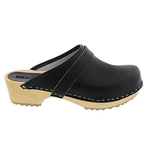 Image of Bjork Maja Wood Open Back Leather Clogs